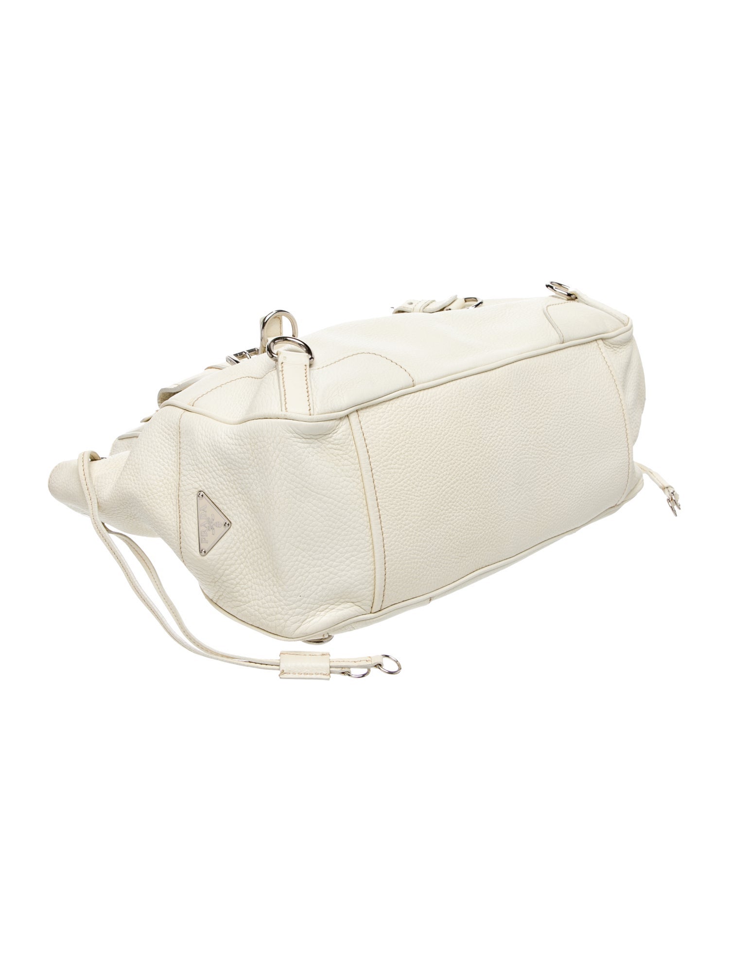 Prada Enameled Metal Triangle Daino Shoulder Bag